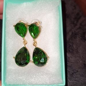 Crystal Stone Emerald Teardrop Earrings